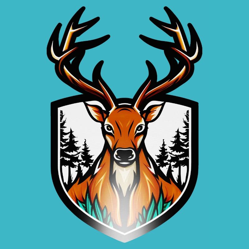 Large deer with antlers as logo