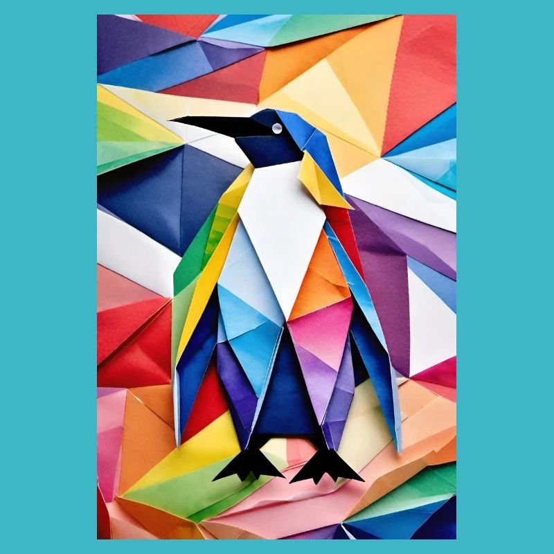 Rainbow Origami Penguin