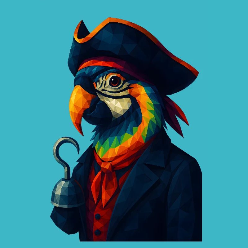 WPAP Style - Perroquet Pirate avec chapeau de pirate