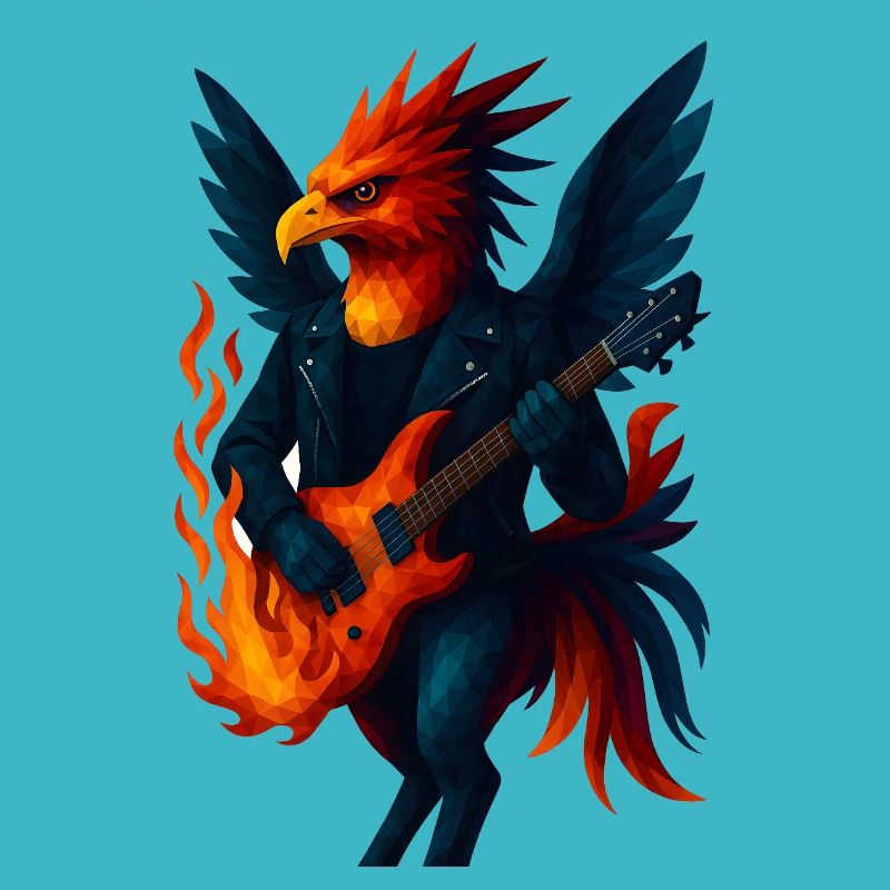 WPAP Style Animals - Guitariste Phoenix
