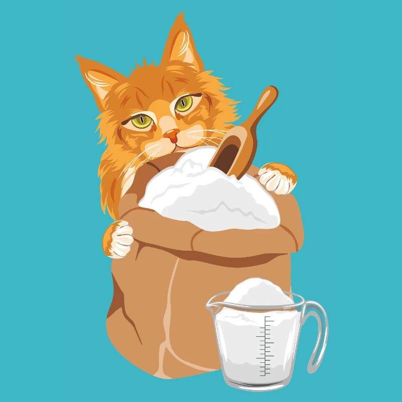 Die rote Katze lugt hinter dem Sack hervor