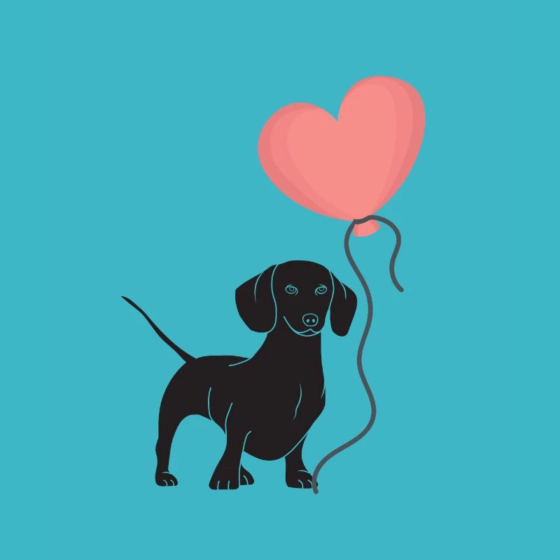 Hund / Dackel mit Herz Luftballon