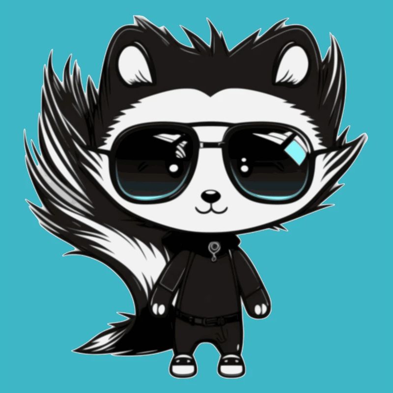 Cute Skunk Stinker avec lunettes de soleil noir et blanc