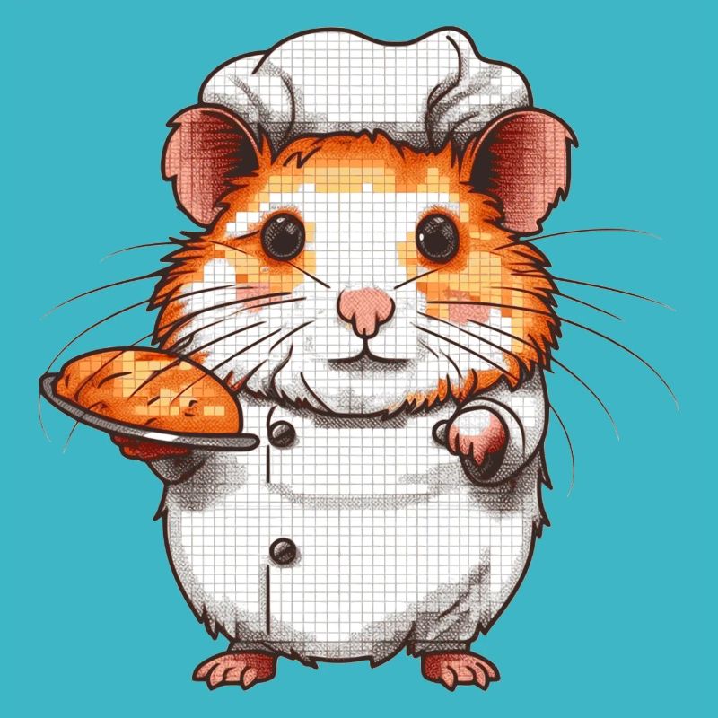 Hamster as a baker baked a bread