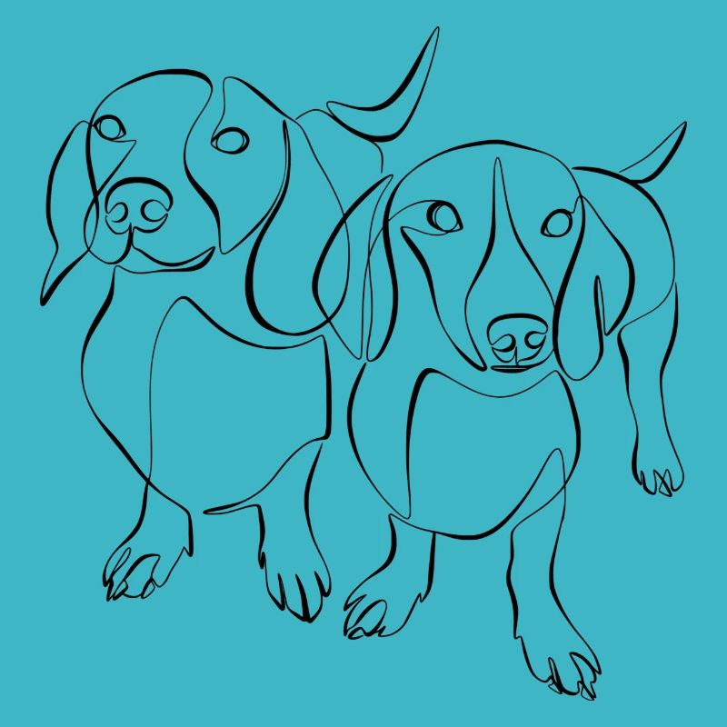 Teckel, Teckel, Teckel, Teckel à poil dur Line Art