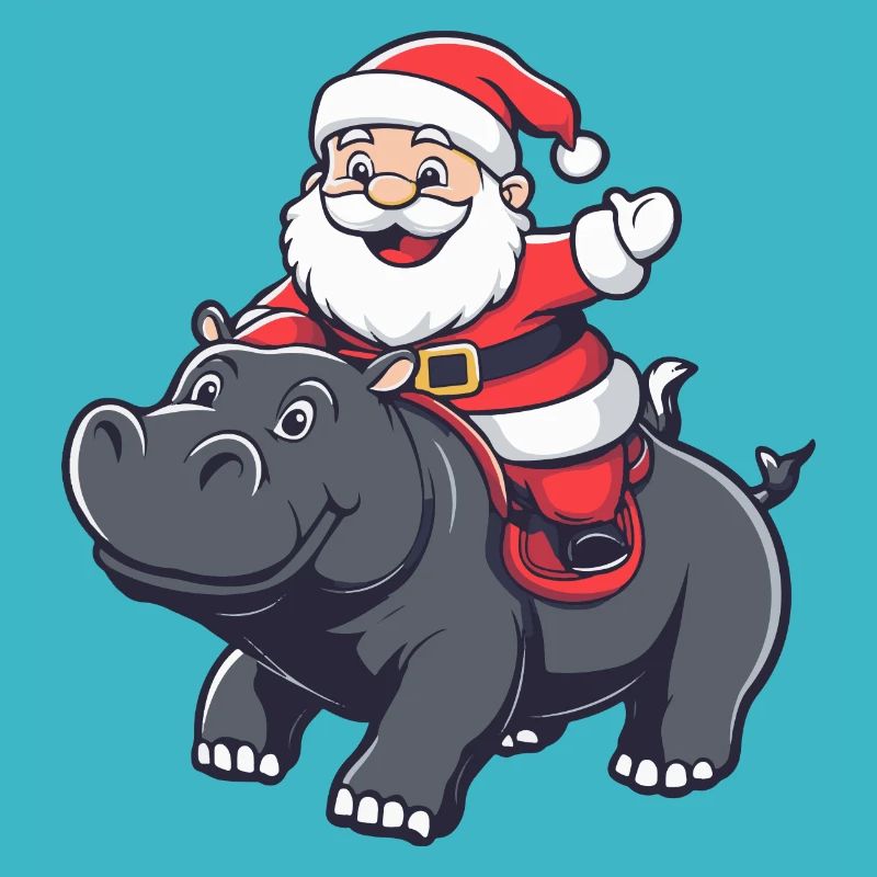 Nilpferd Weihnachtsmann Cartoon