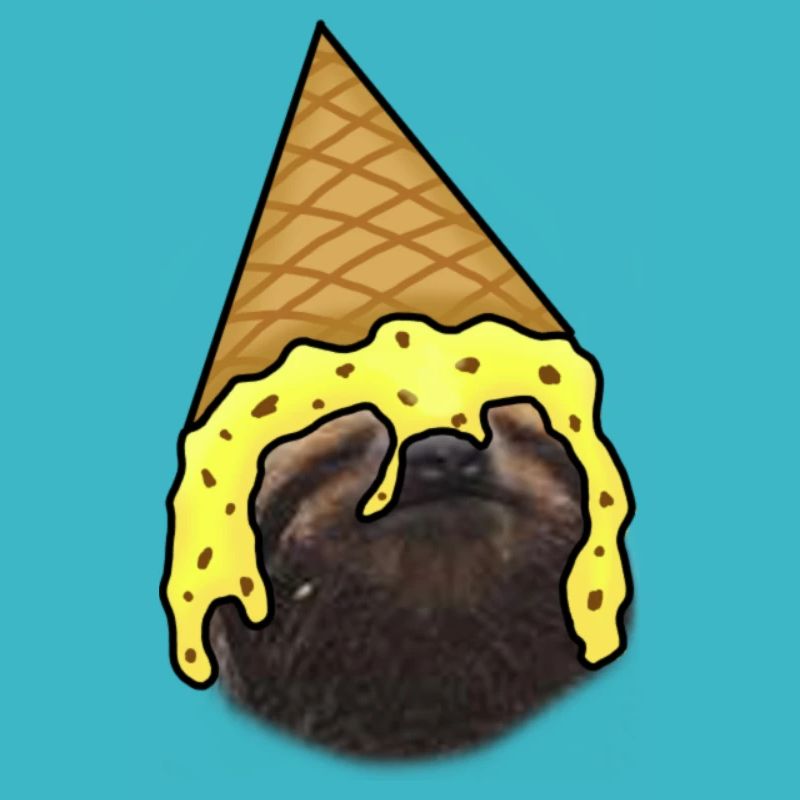 Faultier mit Eiscreme als Hut