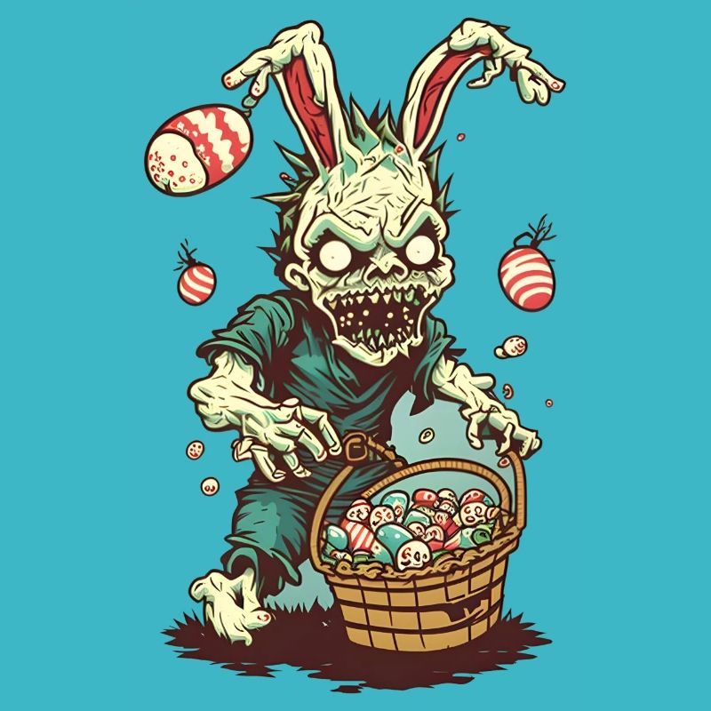 Zombie Osterhase mit Osterkorb
