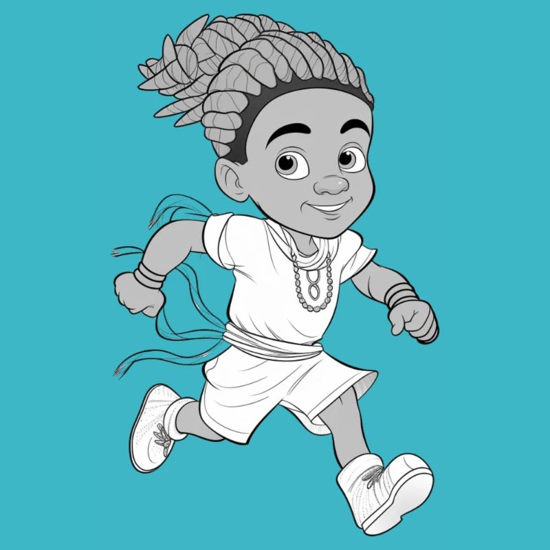 handsome african boy running