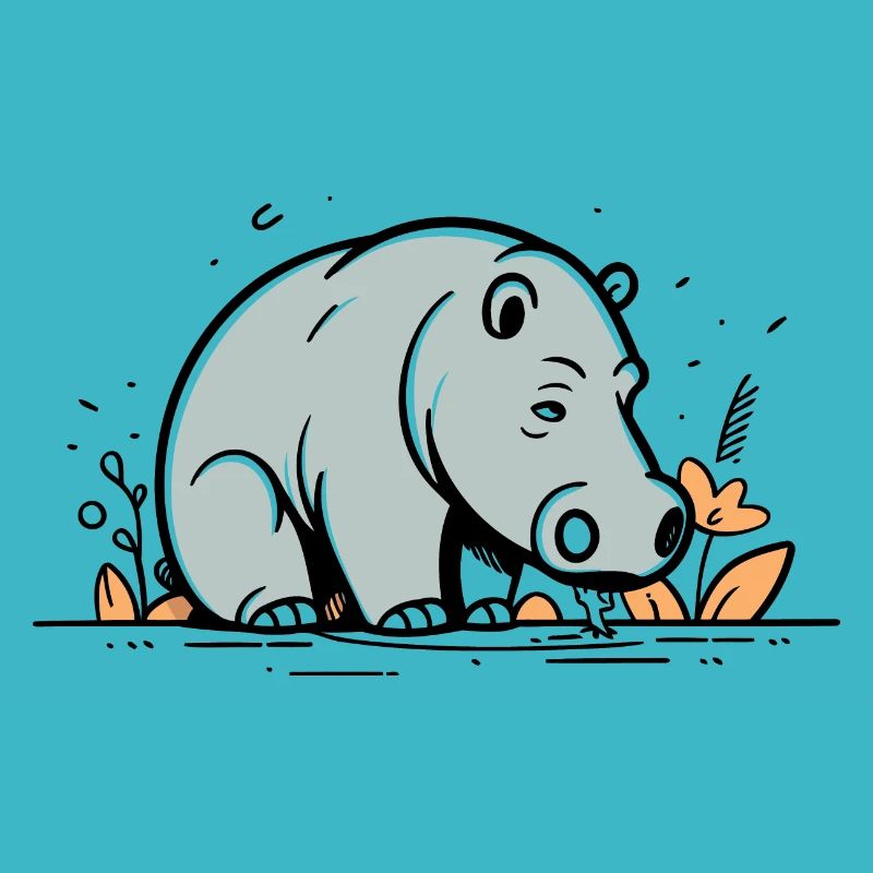 Hippopotame Bande Dessinée Mignonne