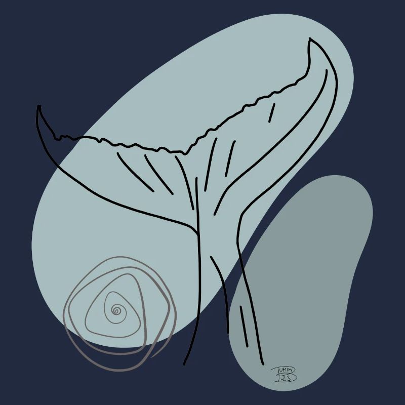 "Whale Fin", Boho Line Art Design, Series "Ocean"