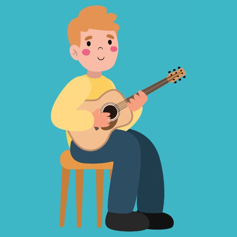 Boy plays guitar