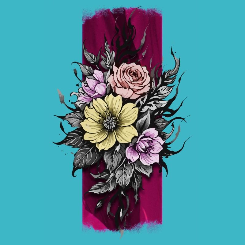 Encre de fleur : Conception de style de tatouage floral