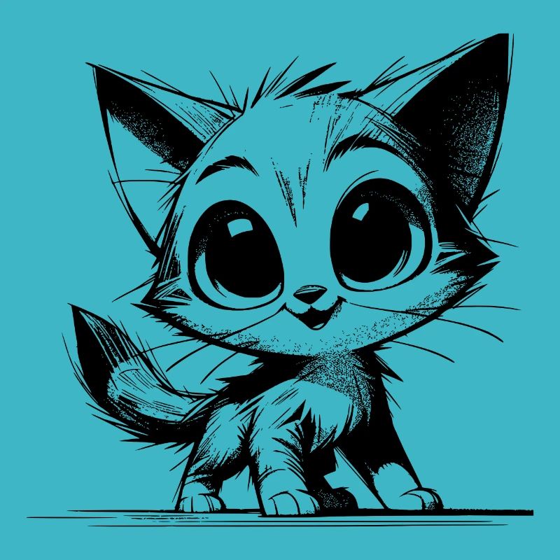 Chat mignon bébé dessin au crayon