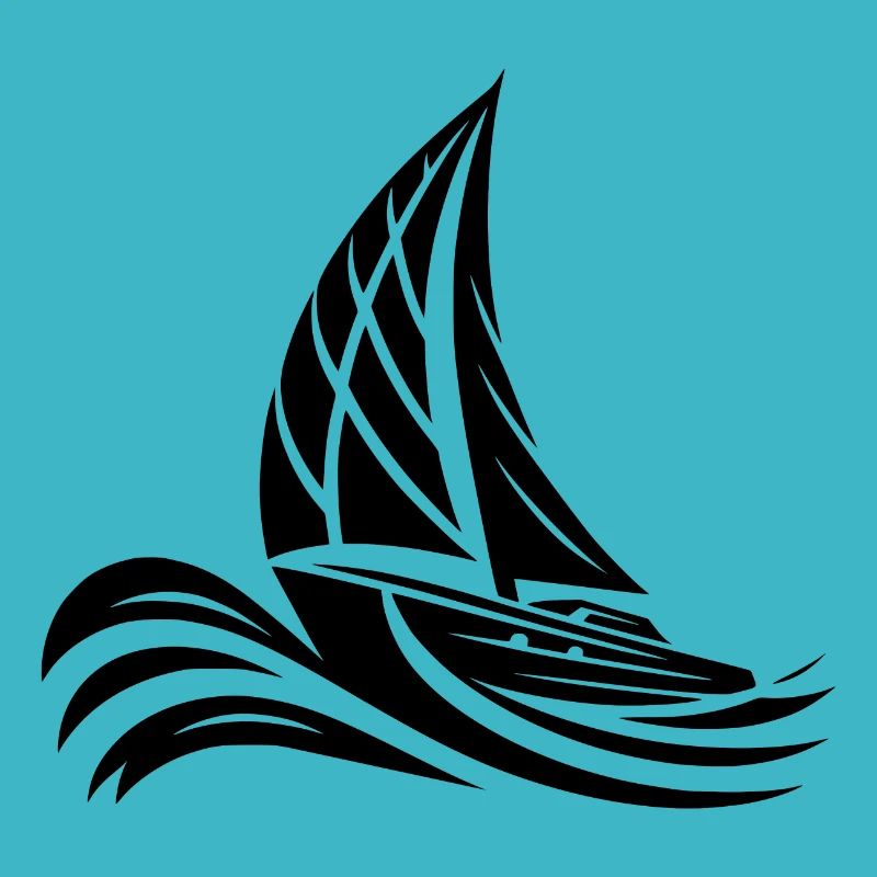 Sailboat on course in big waves