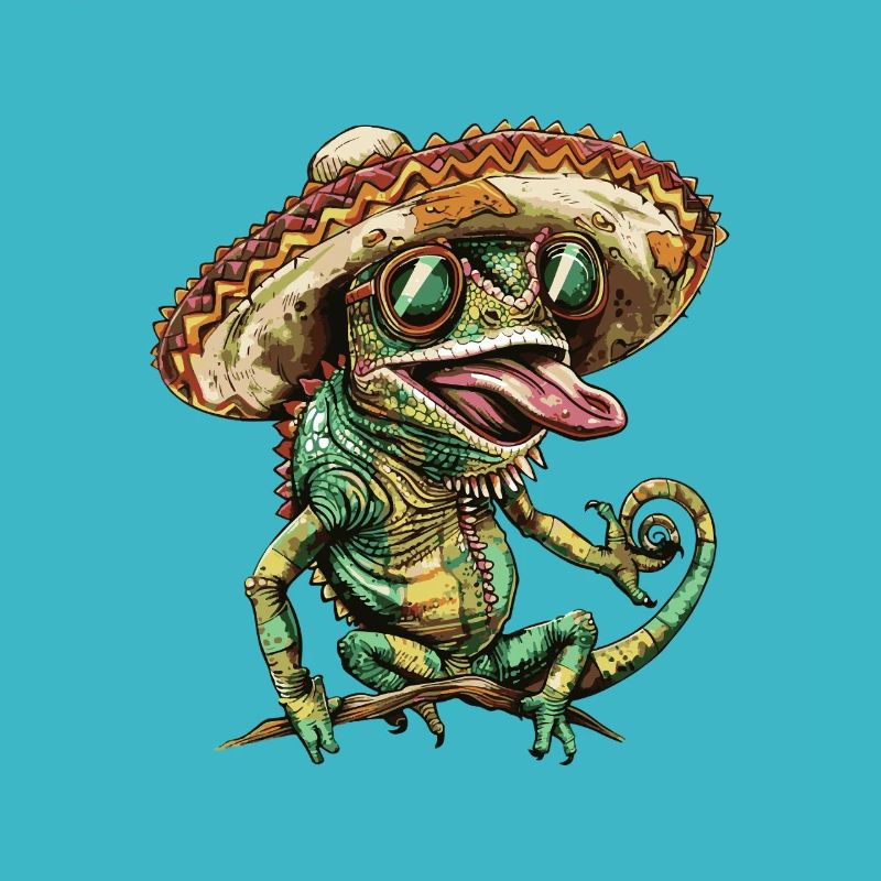Chameleon Funny Sombrero
