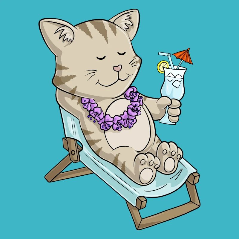 Sonnenbadende Comic Katze