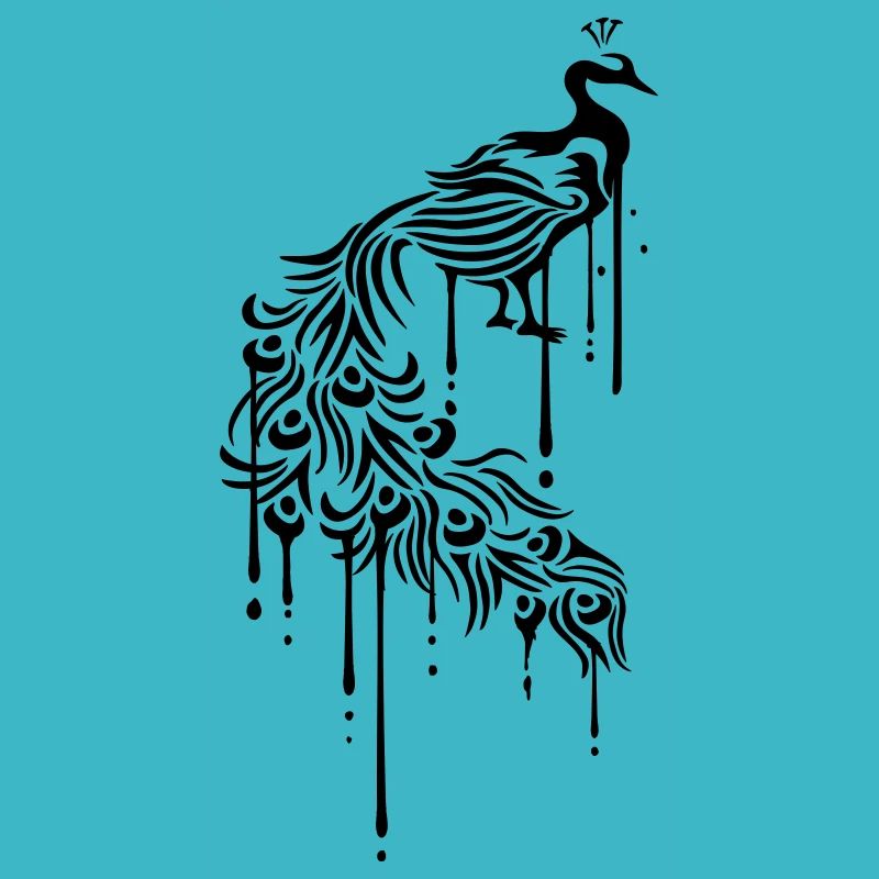 graffiti drops feathers colorful decorative bird silho