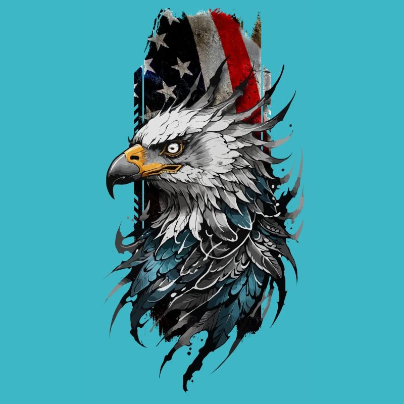 Patriotic Pride: Bald Eagle Head Against American