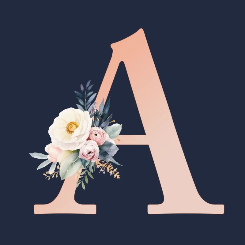 A Monogram, Floral, Boho