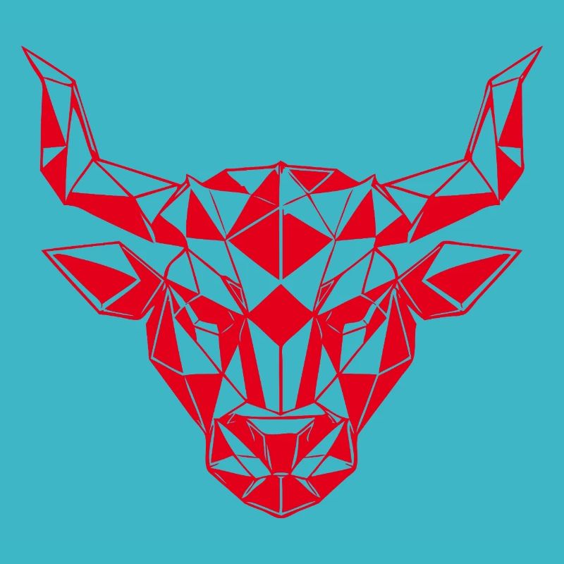 Roter Low-Poly Stierkopf