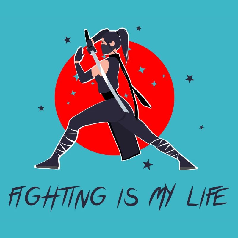 Fighter in battle pose with sword