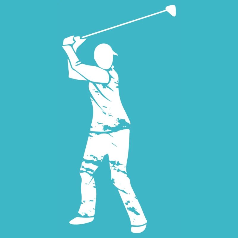 Golf Golfer Silhouette - Weißes Grunge Design