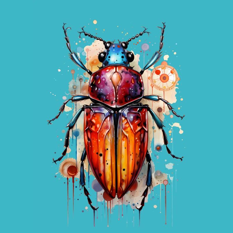 Cool Watercolor Boho Beetle Insect