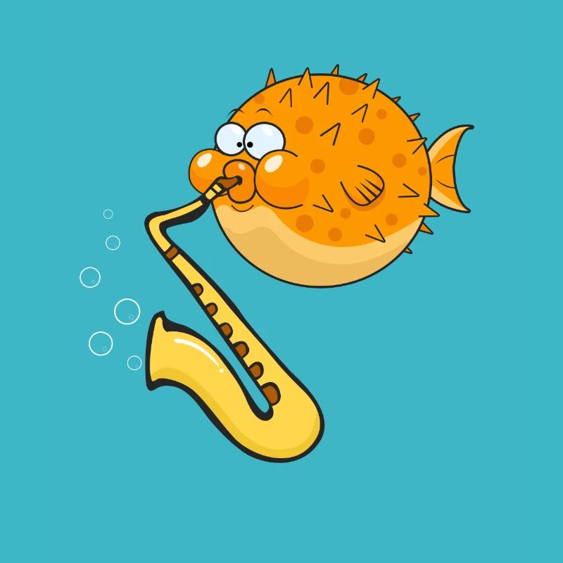 Sweet puffer plays saxophone interpretation
