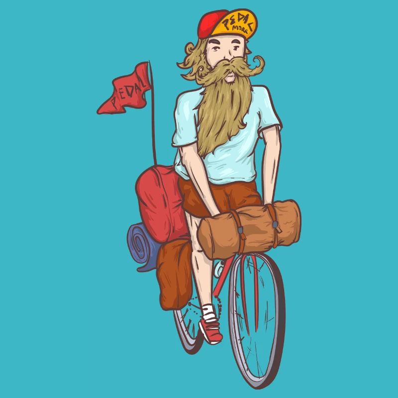 cycliste barbu vélo packer aventure