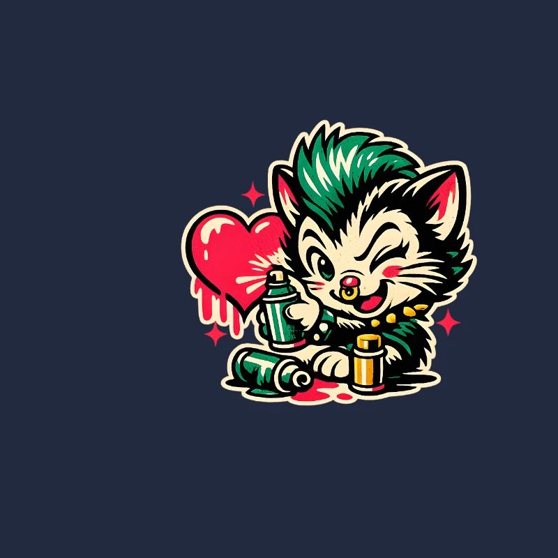 Kätzchen Graffiti mit Herz