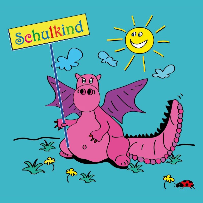 Kleiner Drache ist jetzt ein Schulkind