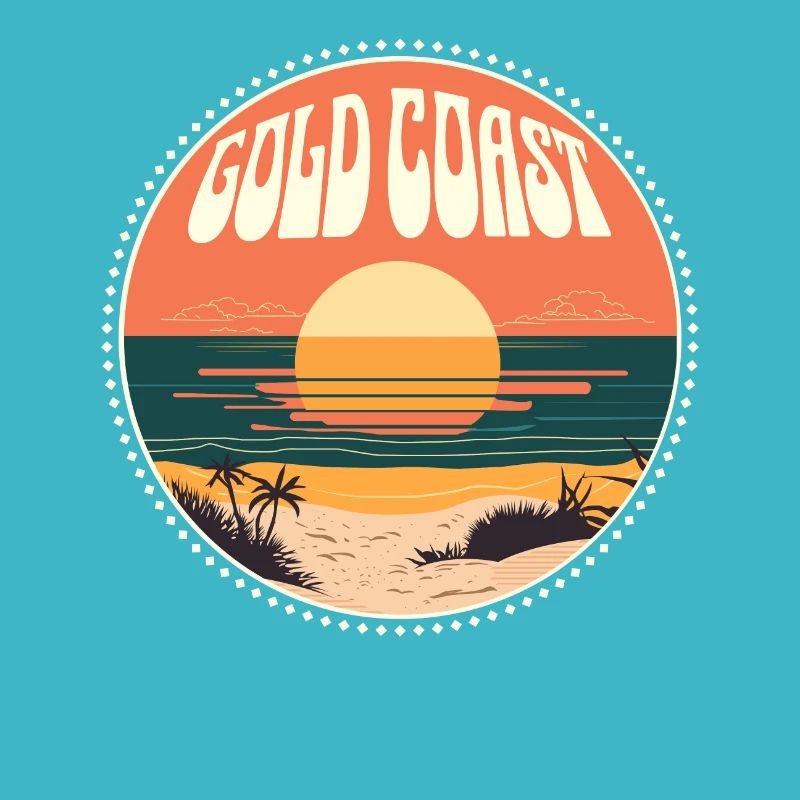Gold Coast Australia Retro Beach Sunset