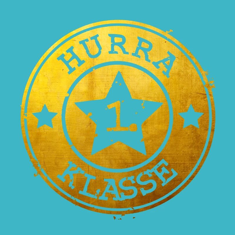Hurra 1. Klasse - goldenes Emblem mit Stern 