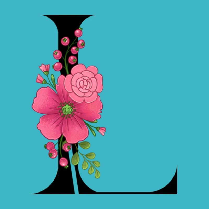 Eleganter Buchstabe 'L' mit Blumen