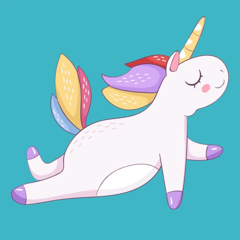 Buntes Einhorn sitzend, Pastellmuster