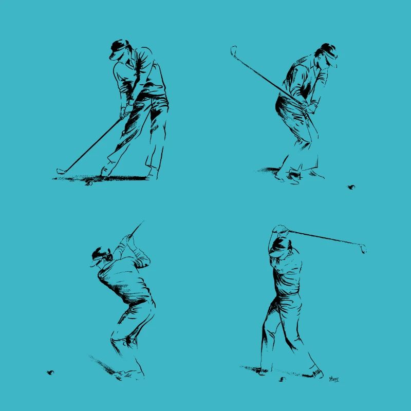 Illustration de 4 joueurs de golf.