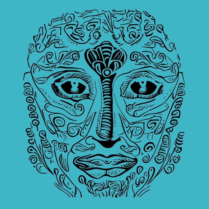 Abstract Ornament Face Graphic Pattern Line Art