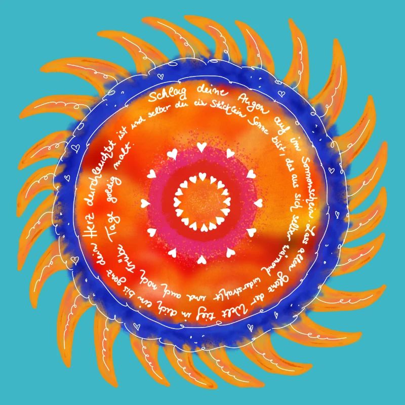 Sunshine Mandala white font