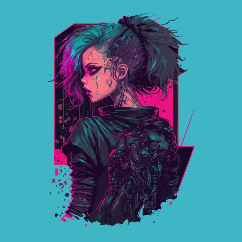 Coole digitale Illustration einer Punk-Dame