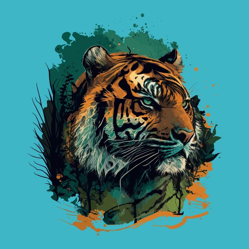 Conception de visage de tigre plat