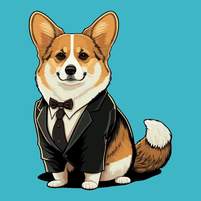 Corgi in Tuxedo Suit