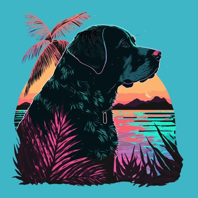 Schwarzer Labrador Retriever am Strand
