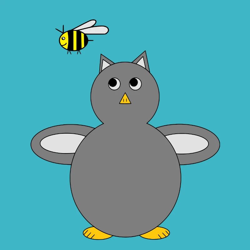 Graue Eule & gelbe fliegende Honigbiene Hummel
