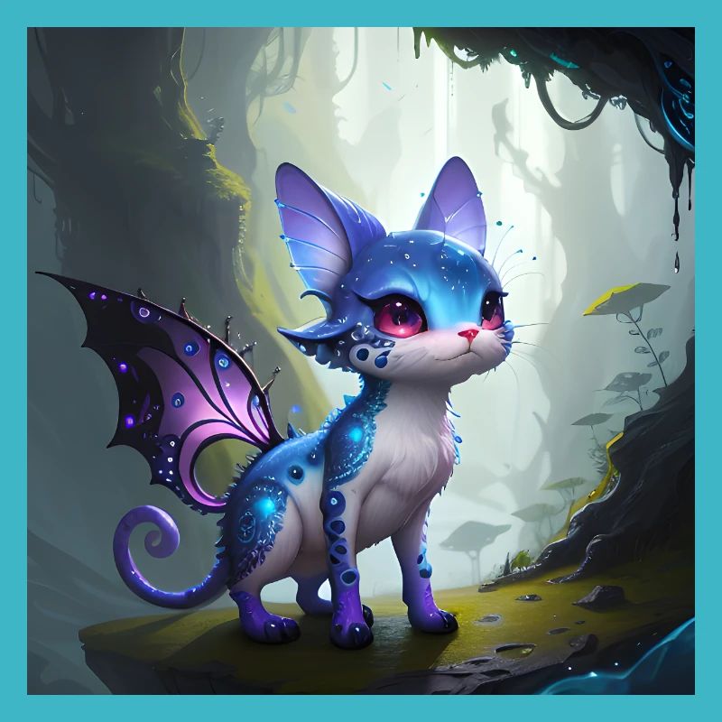 Alien cat with wings, Fantastic