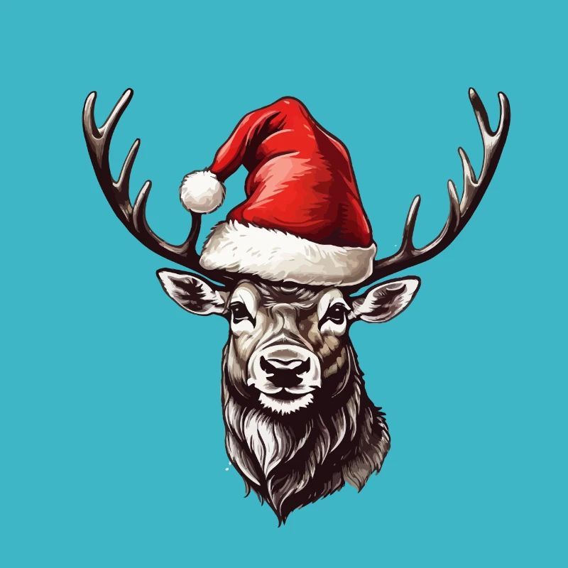 Renne dans un chapeau de Noël