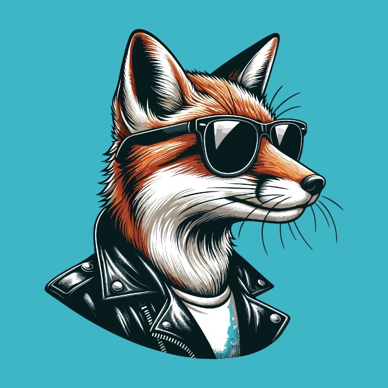 Cooler Stadt Fuchs mit Lederjacke und Sonnenbrille