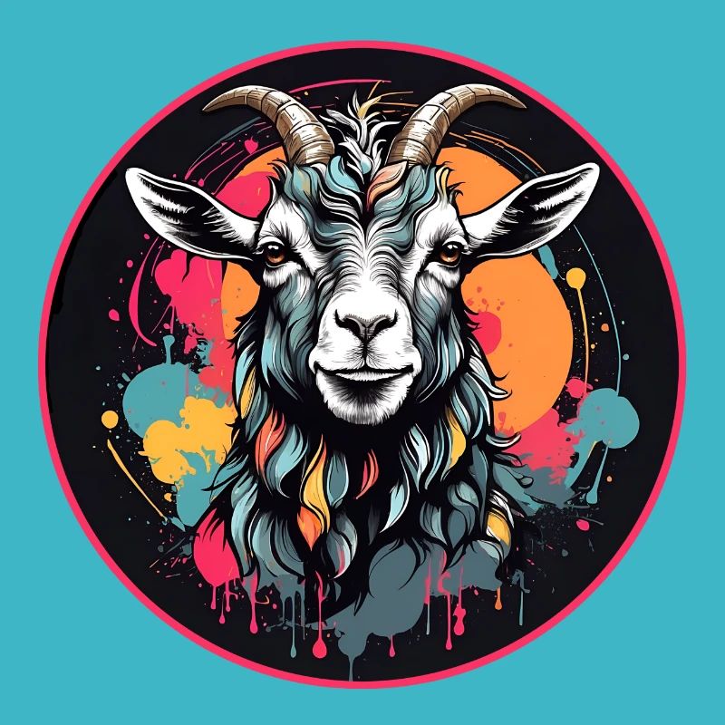 Colorful goat portrait billy goat