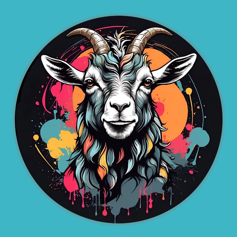 Colorful goat portrait billy goat