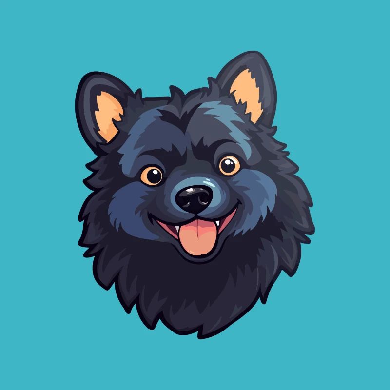 Schipperke Dog Breed Watercolor Cartoon Kawaii Cli